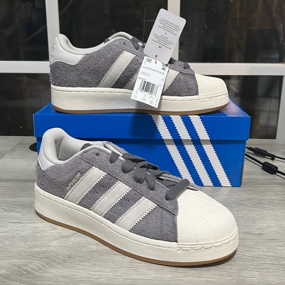 NWT Adidas Originals Superstar XLG Women's Shoes - Grey/White - IG2125 - Picture 10 of 12